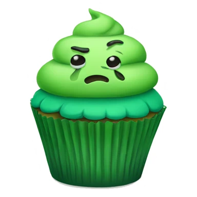 Sad and sick green cupcake sticker