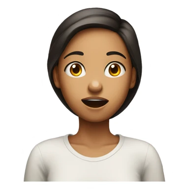 The girl is watched with a surprised face and a question mark above her head sticker