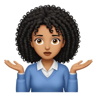 brown skin black curly head with lashes shrugging  sticker