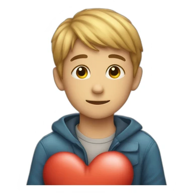 young boy hugging a reassuring heart sticker