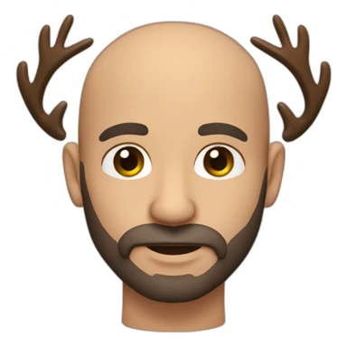 Bald Man beard brown eyes with Moose antlers sticker