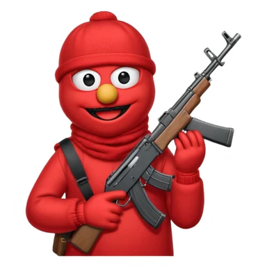 elmo with an AK47 and an black balaclava sticker