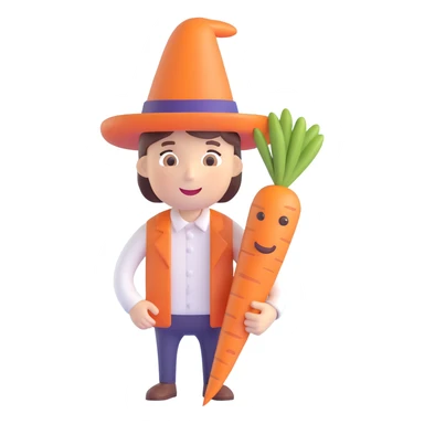 A person from the Roblox game Grow a Garden, who is a seller holding a carrot sticker