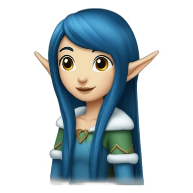 Long-dark-blue-hair-elf-girl-winter sticker