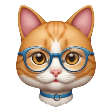 cute girl cat with big, super thin-framed glasses sticker