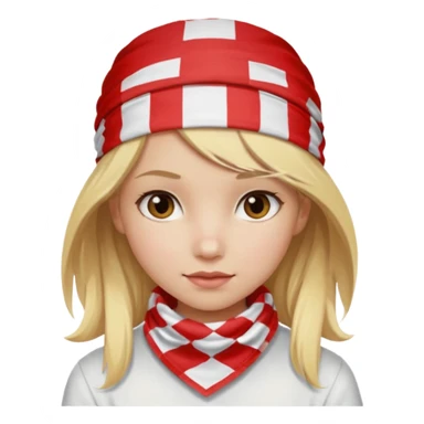 girl blonde hair, wear red and white checkered bandana sticker