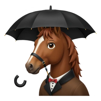 horse with black umbrella closeup view sticker