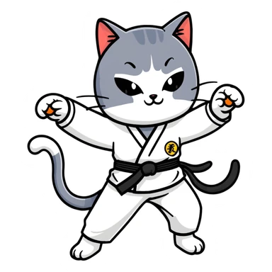 Karate cat sticker