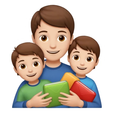 Boy with 2 kids sticker