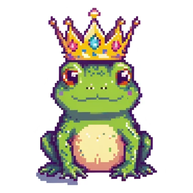cute frog wearing a crown simple colorful sticker