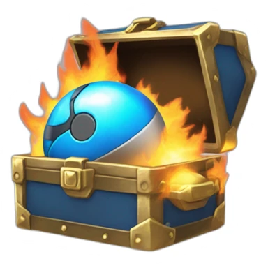 Pokemon Game LootCase Color Blue Fire Flame Rich Treasure Legendary Epic Pokeballs and Pokemons Inside this have Shiny Glow sticker