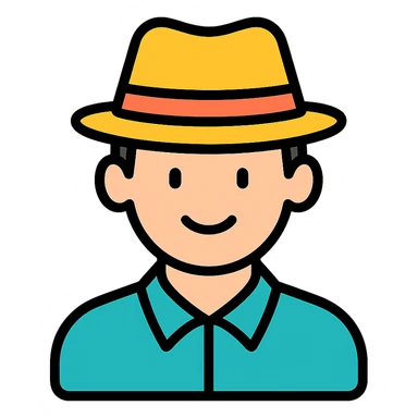 colored icon of a man wearing a hat sticker