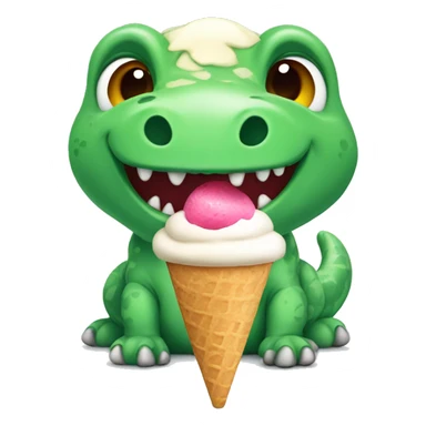 dinasaur with ice cream sticker