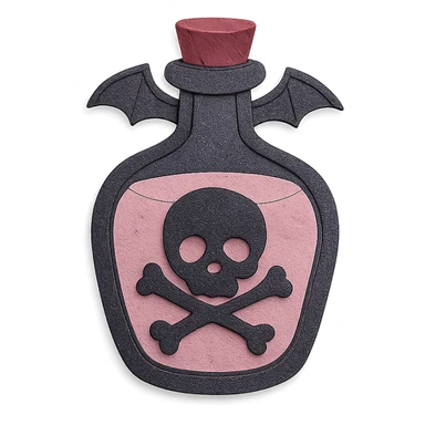 pink goth potion bottle, paper craft style, layered and gothic sticker