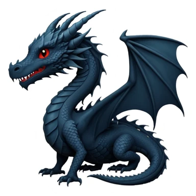 iOS emoji, minimal dragon symbol, dark fantasy, line icon sticker