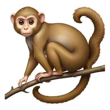 cinematic-Macaques-realistic-full-body-sitting-emoji,-slim-agile-frame-poised-on-a-branch,-long-tail-curled-slightly,-head-tilted-dramatically,-bright-playful-eyes-exuding-mischief,-simplified-yet-realistic-focused-features,-highly-detailed,-glowing-with-an-almost-sarcastic-glow sticker