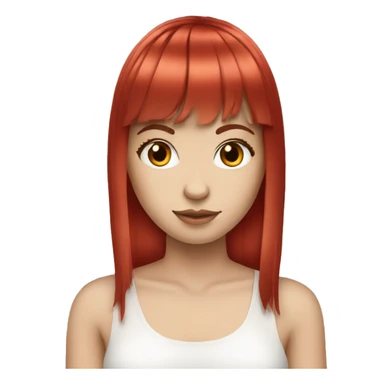 cherry red hair white girl with bangs sticker