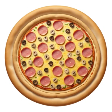 pizza with mushroom, pineapple, ham sticker