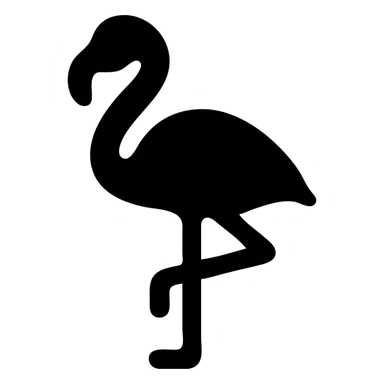 flamingo, solid filled icon style, bold silhouette, simple shape, no color sticker
