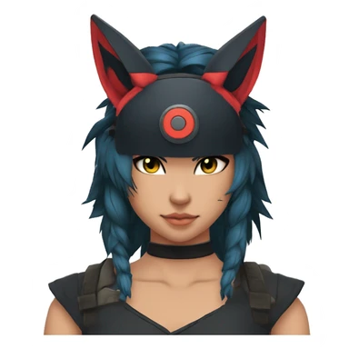 Edgy Cool Anthro Samurai cool pretty dark Litten-Pokémon-cat-fursona-animal techwear Headband sticker