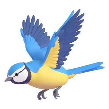 Eurasian blue tit bird in flight sticker