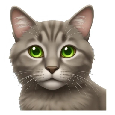 fluffy brown-gray cat with green eyes sticker