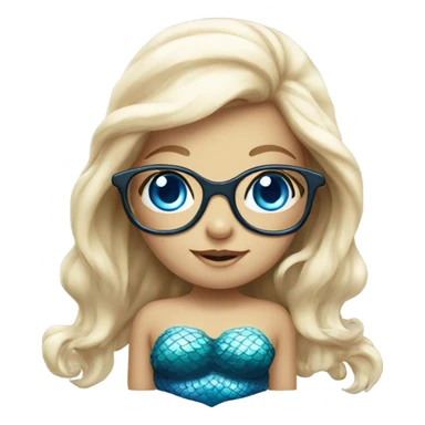 little cute mermaid with blue eyes and spectacles sticker