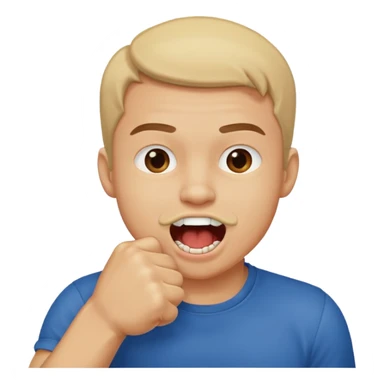 Guy biting his fist in his mouth. Like something is really good  sticker