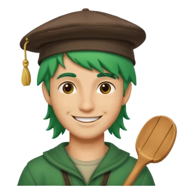venice gondola guy green hair with hat sticker