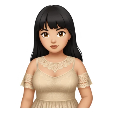 Latina girl with bangs black long hair plus size lace dress sticker