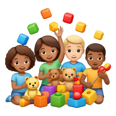 children playing with toys sticker