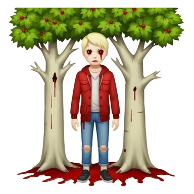 Dead body near tree blogs full body  sticker