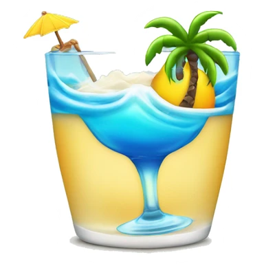 Ocean wave with palm tree and tropical drink  sticker