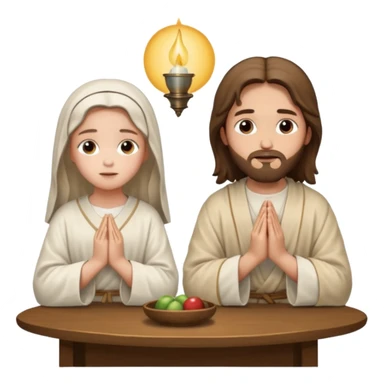 jesus en la mesa orando con una adolescente sticker