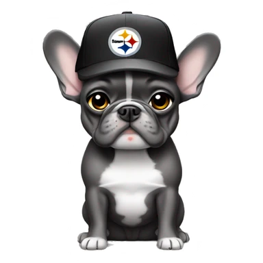 Grey frenchie wearing Pittsburgh Steelers hat sticker