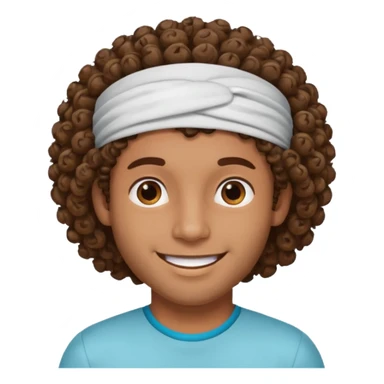 brown curly haired men with hairband sticker