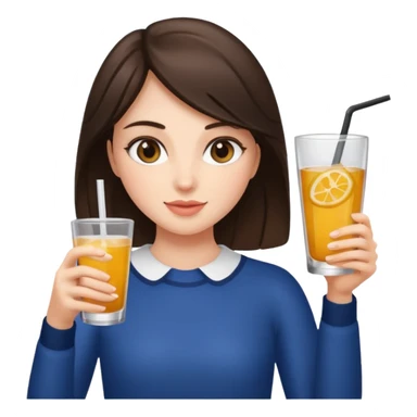 Brunette haired girl holding up a drink sticker