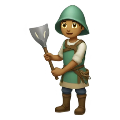 young mint apprentice yielding tool, medieval age sticker