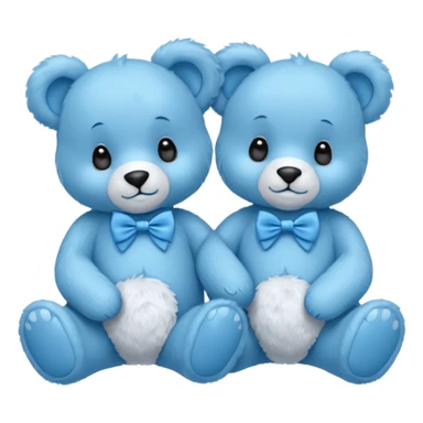sweet twin little blue bears with blue bow tie sitting sticker