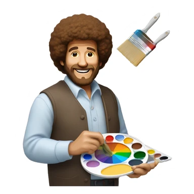 BOB ROSS HOLDING A PAINT PALETTE sticker