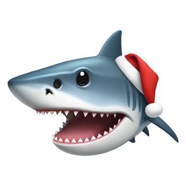Shark wearing a Santa hat sticker