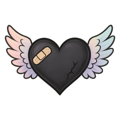 emo heart with pastel wings sticker