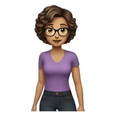 42 yr old woman bob hair cut hair glasses brown eyes sticker