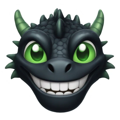 Black dragon with green eyes smiling sticker