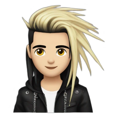Bill Kaulitz black hair down with blonde highlights emo sticker