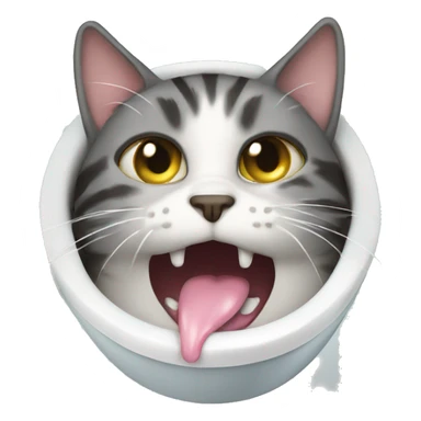 Cat throwing up in toilet sticker