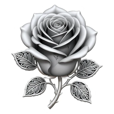 Black and silver filigree rose bud, 3D, extremely detailed design sticker