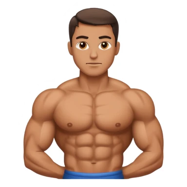 Create a buffed and defined chest view. Make chest closer in emoji. Like this one, but without emojis in his body. Also, make chest part closer sticker