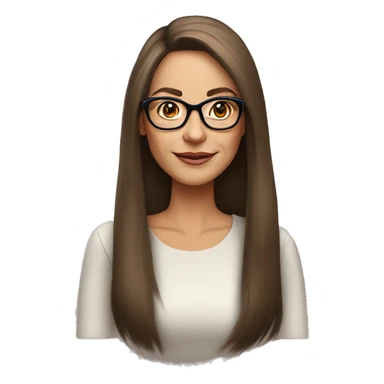 50 years old girl
long brown hair with straight styling
light skin
glasses with refined frame
Brown eyes with cat eye liner sticker