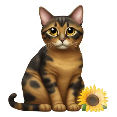 Tortie cat with sunflower  sticker